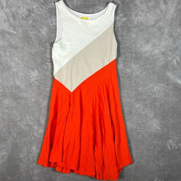 Anthropologie Dress Womens Medium Maeve Cameroon ColorBlock Rib Asymmetrical Hem - Picture 2 of 7